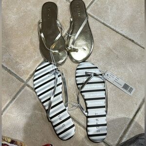 Esprit Women's Gold Sandals + Striped Sandals // Women’s Size 8